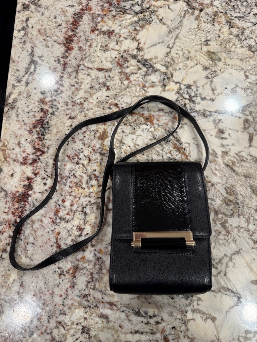 Diane Von Furstenberg Black Crossbody with Gold-Tone Bar